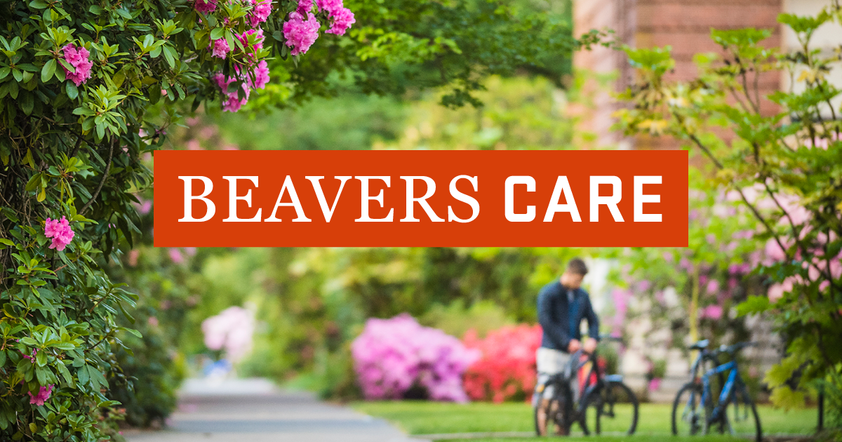 beavers care image with campus florals 