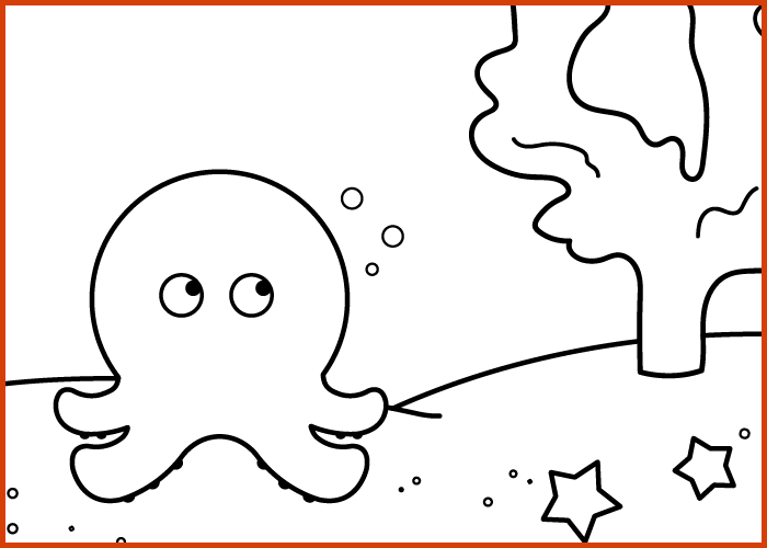 Screenshot of a portion of the coloring page showing a stylized octopus illustraion