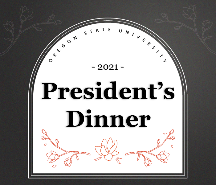 Graphic of President's Dinner sign 2021