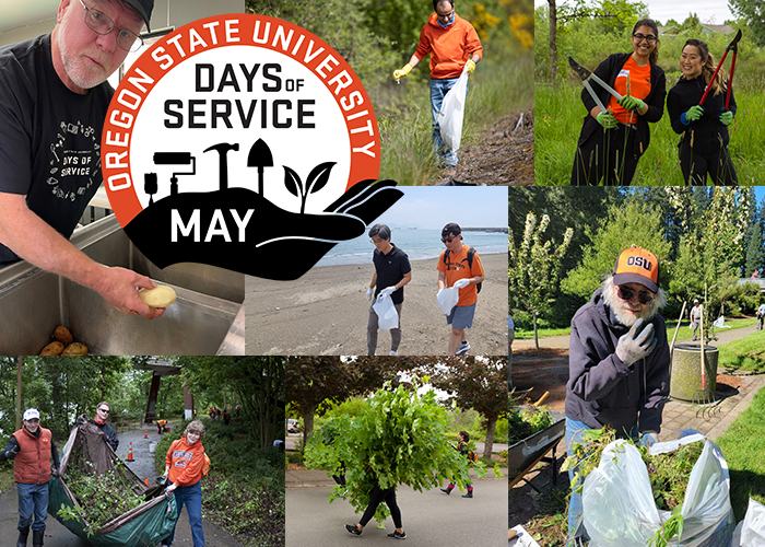 OSU Days of Service logo with a collage of people volunteering.