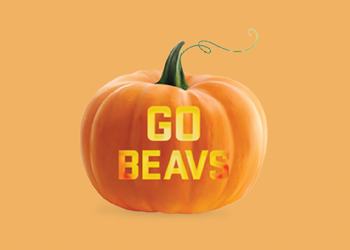 Image of a pumpkin that says "Go Beavs"