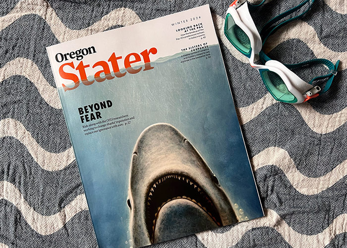 OSU Stater cover with a shark
