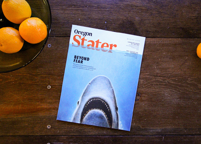 Stater magazine with a shark on the cover